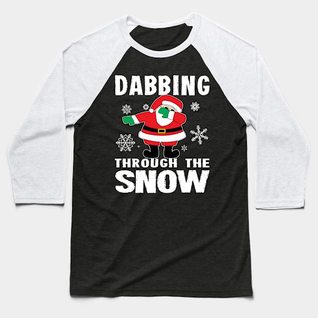 Christmas Santa dabbing though the snow Baseball T-Shirt by andytruong